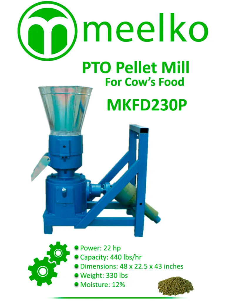 Imagen del producto Peletizadora PTO MKFD230P de 230 mm para Granjas Pequeñas - Meelko